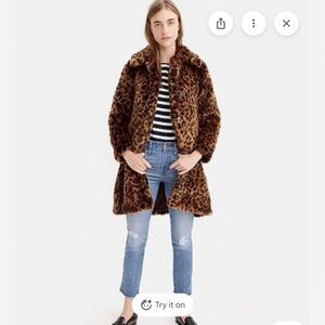 J.Crew faux leopard coat XL NWT